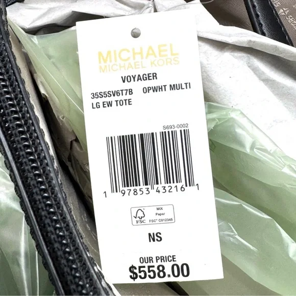 Michael Kors Voyager Large Color-Block Signature Tote Bag - Optic White Multi - Picture 11 of 11